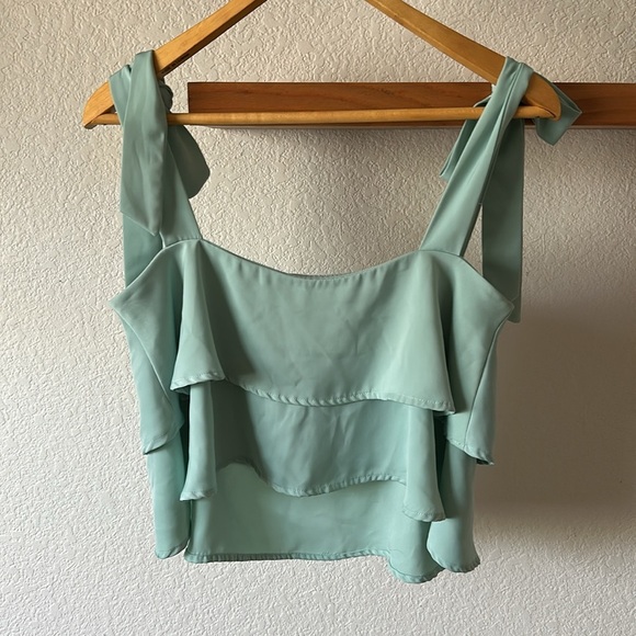 Superdown Helene Tie Strap Top in Mint Size Medium Color Mint - Picture 4 of 4